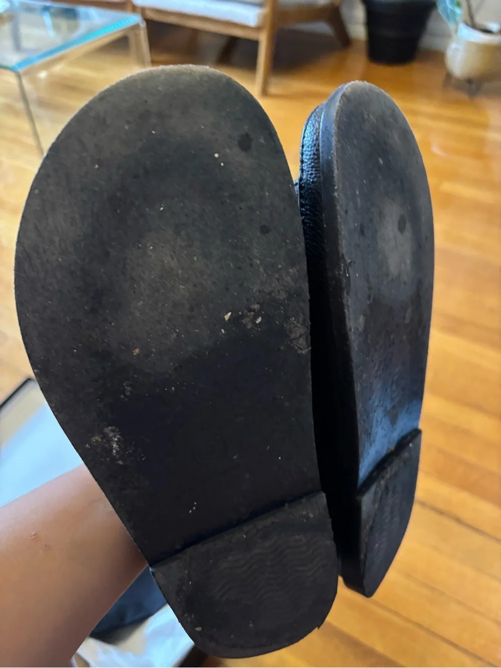 CHANEL Black Leather Dad Sandals